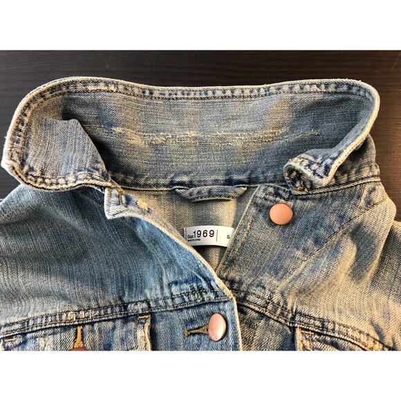 GAP Women's Small Denim Jacket Lily Flap Pocket Distressed Jean VTGNICSN 305753 - Picture 8 of 12